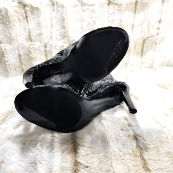 ☆ Mack J Black Mesh Starburst Sequin High Heel Ankle Boots - Picture 11 of 12